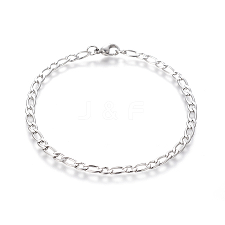 Tarnish Resistant 304 Stainless Steel Figaro Chain Bracelets BJEW-E369-10P-1