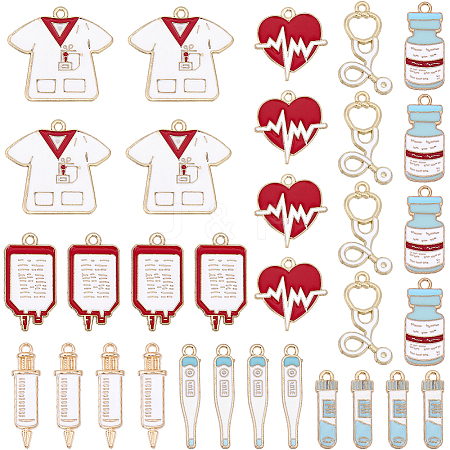 32Pcs 8 Styles Medical Theme Alloy Enamel Pendants ENAM-SC0007-59-1
