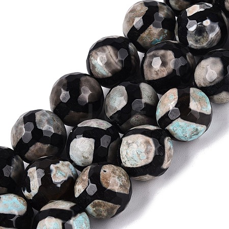 Tibetan Style Natural Agate dZi Beads Strands G-Q606-12MM-01-1