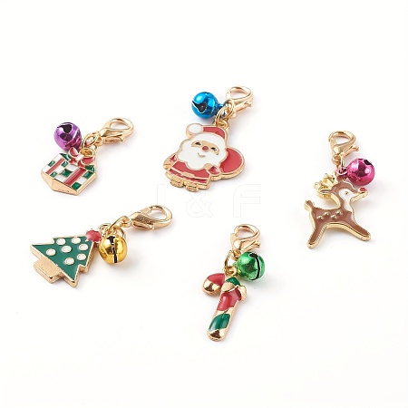 Christmas Theme Alloy Enamel Pendant Decoration HJEW-JM00469-S-1