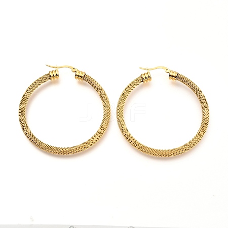 304 Stainless Steel Mesh Hoop Earrings EJEW-C501-12G-C-1