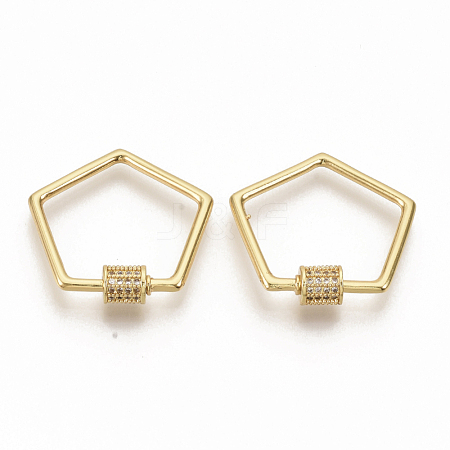 Brass Micro Pave Clear Cubic Zirconia Screw Carabiner Lock Charms ZIRC-S066-005-1