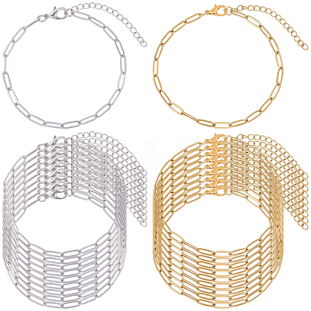 20Pcs 2 Colors 304 Stainless Steel Paperclip Chains Bracelets BJEW-BM0001-01-1