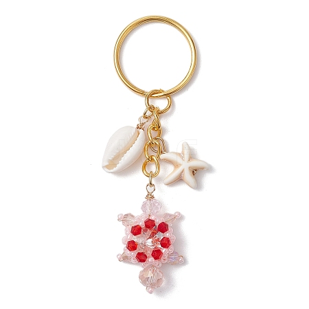 Tortoise Glass Seed Beaded Keychain KEYC-MZ00023-04-1