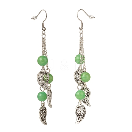 Natural Malaysia Jade Bead Dangle Earrings EJEW-JE04823-03-1