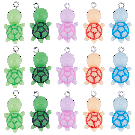 SUNNYCLUE 30Pcs 5 Colors Opaque Resin Pendants RESI-SC0002-74-1