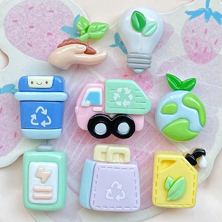 Environmental Protection Series Opaque Resin Cabochons RESI-Z048-02-1