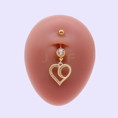316L Surgical Stainless Steel Micro Pave Clear Cubic Zirconia Belly Rings FS-WGA8928-01-1