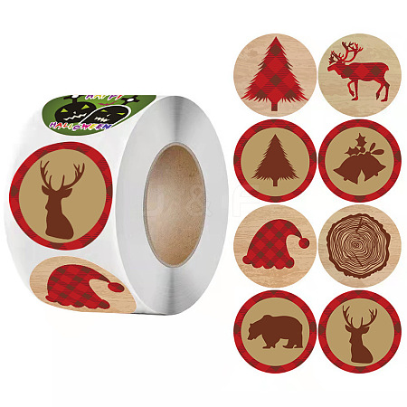 500Pcs Christmas Theme Round Stickers AJEW-S090-04H-1