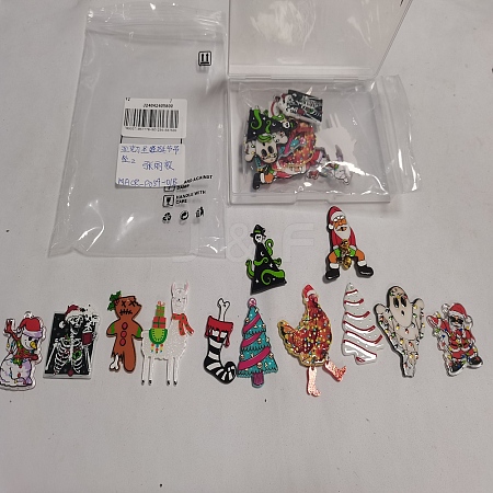 24Pcs 12 Styles Christmas Theme Acrylic Pendants MACR-SZ0001-86-1
