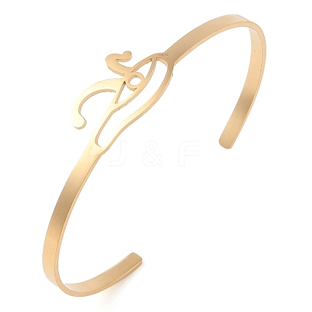 201 Stinless Steel God Eye of Horus Cuff Bangles for Women LS-BJEW-P337-01G-1