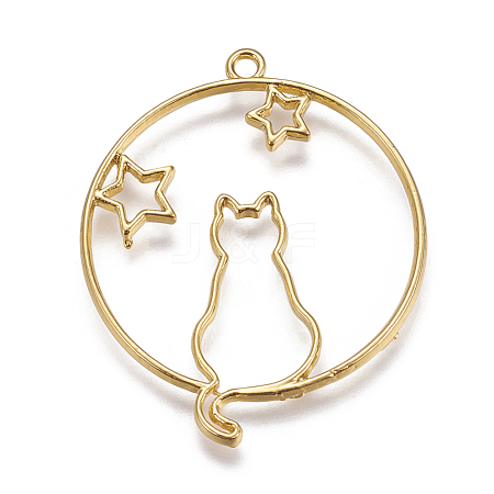 Zinc Alloy Kitten Open Back Bezel Pendants X-PALLOY-I126-02-1