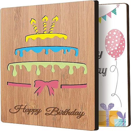 Bamboo Greeting Card & Paper Envelope with Bowknot AJEW-WH0202-007-1