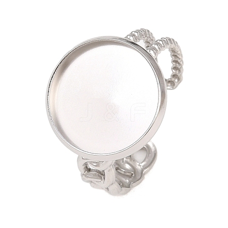 304 Stainless Steel Open Cuff Ring Components STAS-F366-09D-P-1