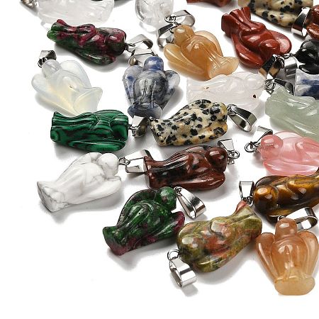 Natural & Synthetic Mixed Gemstone Pendants G-B127-10P-1