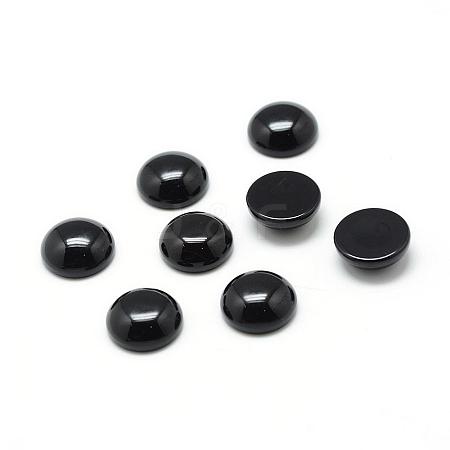 Dyed & Heated Natural Black Agate Gemstone Cabochons G-T020-8mm-11-1