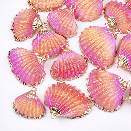 Spray Paint & Electroplate Sea Shell Pendants SSHEL-S262-07D-1