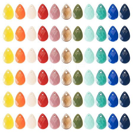 100Pcs 10 Colors Opaque Acrylic Charms MACR-TA0001-86-1