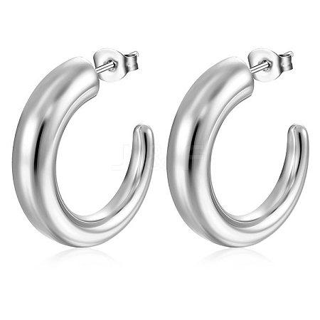 European and American Fashion French Retro Stainless Steel C-Shaped Stud Earrings PW-WGEF803-02-1