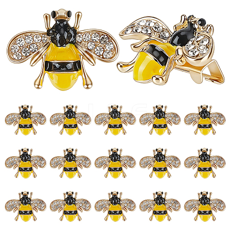 30Pcs Bees Iron Rhinestone Lapel Pin Brooches JEWB-GO0001-20-1