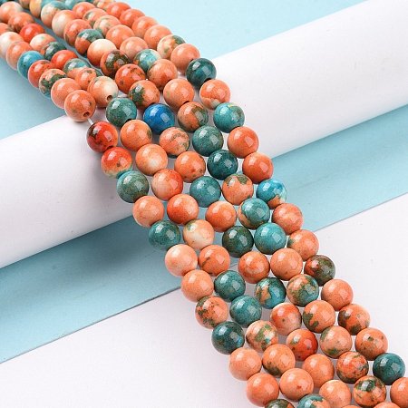 Synthetic Ocean White Jade Round Bead Strands X-G-M165-6mm-04-1