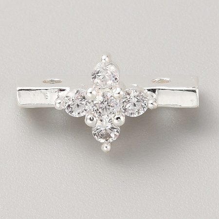 Brass Pave Clear Cubic Zirconia Connector Charms KK-WH0081-22A-S-1