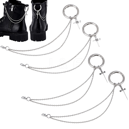 4Pcs 2 Styles Cross Iron Chain Boot Strap Chains HJEW-PH02024-1