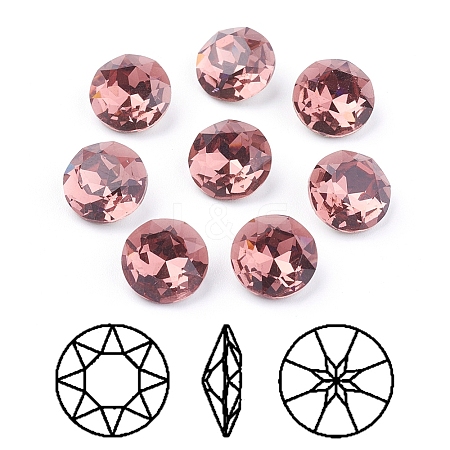 Pointed Back & Back Plated Glass Rhinestone Cabochons RGLA-J012-10mm-515-1