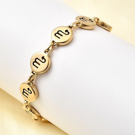 12 Constellations 304 Stainless Steel Link Chain Bracelets BJEW-I239-01G-03-1