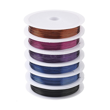 6 Rolls 6 Colors Round Copper Wire Set for Jewelry Making CWIR-NH0001-03C-0.4mm-1