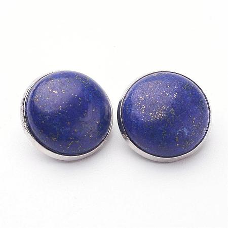 Natural Lapis Lazuli Brass Clip-on Earrings EJEW-A051-A008-1