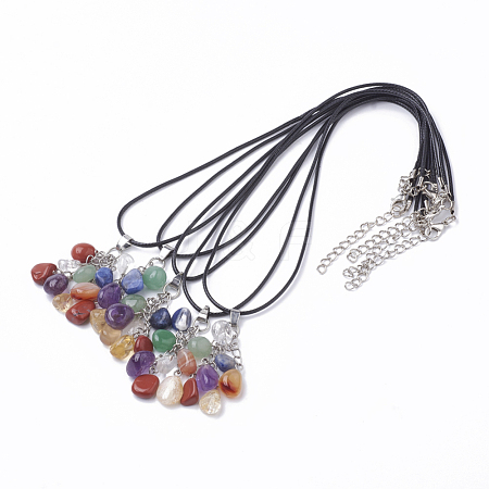 Natural & Synthetic Mixed Stone Pendant Necklaces G-Q989-003-1