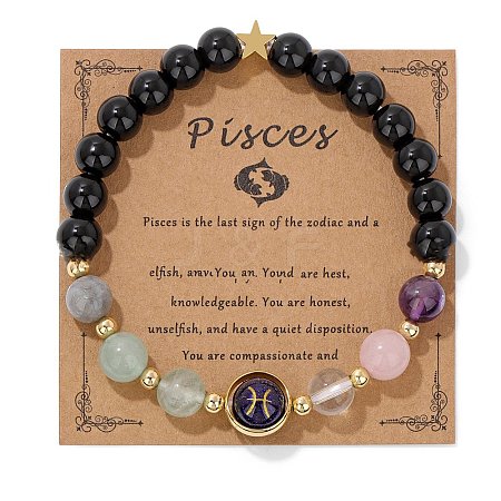 Natural Mixed Gemstone Round Beads Stretch Bracelet PW-WGCDE6C-08-1