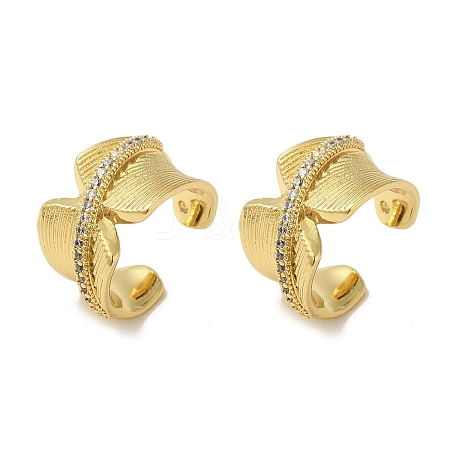 Rack Plating Brass Micro Pave Clear Cubic Zirconia Cuff Earrings for Women EJEW-P280-02G-1