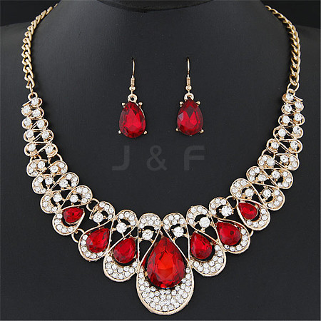 Alloy Rhinestone Pendant Necklaces & Earrings Sets for Women WGE8301-04-1