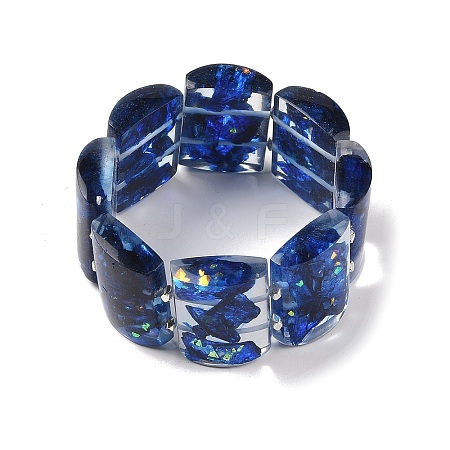 Epoxy Resin Dyed Natural Imperial Jasper Flat Rectangle Beaded Stretch Bracelets for Women BJEW-G698-02B-1