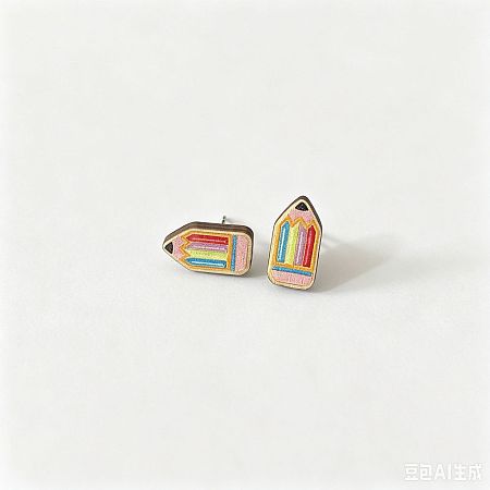 Back to School Printed Wood Stud Earrings for Women WGA6698-03-1