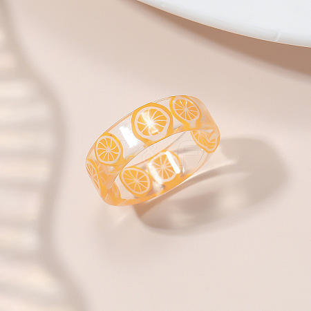 Summer Transparent Resin Fruit Pattern Finger Rings for Women WGF91BA-03-1