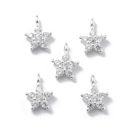 925 Sterling Silver Micro Pave Clear Cubic Zirconia Star Charms STER-D302-04B-S-1