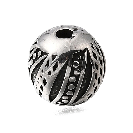 Engraved 304 Stainless Steel Beads STAS-H263-17AS-08-1
