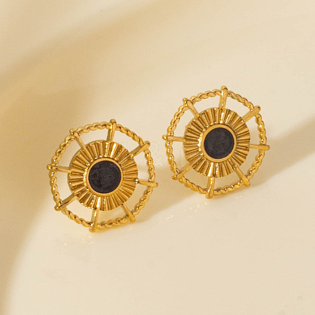 Vintage French Style Stainless Steel Sun Stud Earrings BK1028-3-1