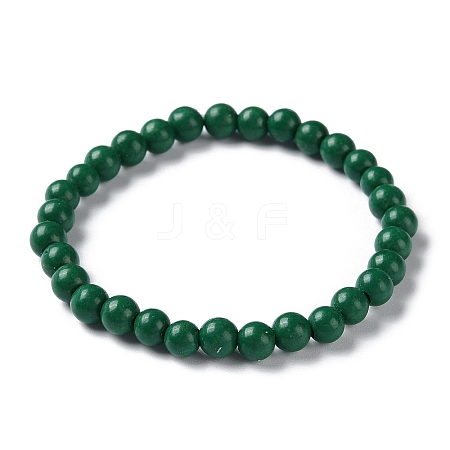 Natural Mashan Jade Beaded Stretch Bracelet BJEW-P207-28-6MM-01-1