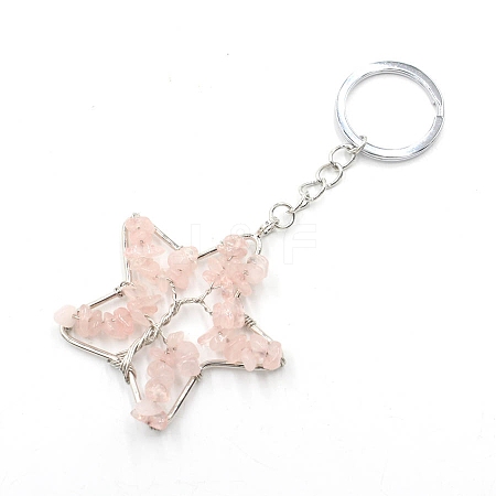 Natural Rose Quartz Keychains PW-WG204B5-02-1