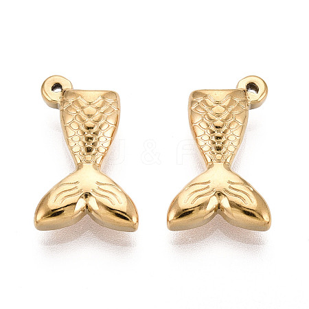 304 Stainless Steel Fishtail Pendants STAS-T069-11G-1