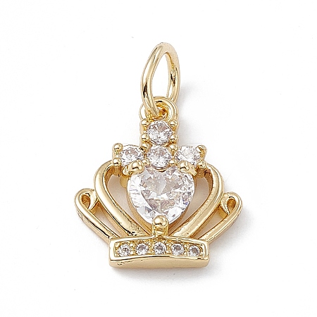 Rack Plating Brass Cubic Zirconia Charms KK-G451-27G-1