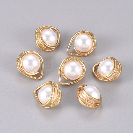 Imitation Glass Pearl Pendants KK-L189-25G-1