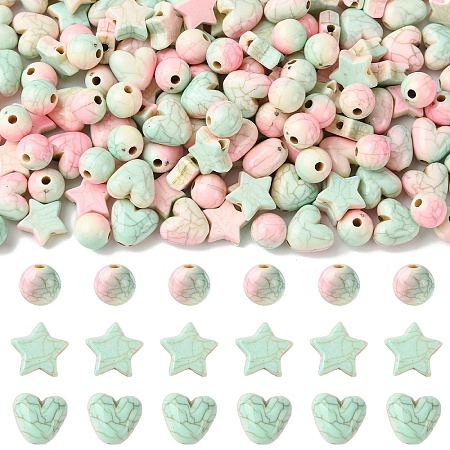 150Pcs Crackle Opaque Acrylic Beads OACR-YW0004-50-1