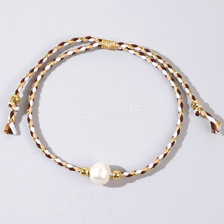 Natural Freshwater Pearl Bead Braided Bead Bracelets JH8725-3-1