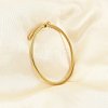 PVD Vacuum Plating 304 Stainless Steel Open Cuff Bangle with Oval Beaded BJEW-C031-01G-5