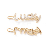 Brass Micro Pave Clear Cubic Zirconia Pendants ZIRC-L093-68G-2